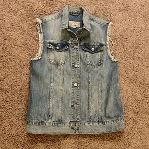 All Saints button up Denim Jean Jacket sleeveless